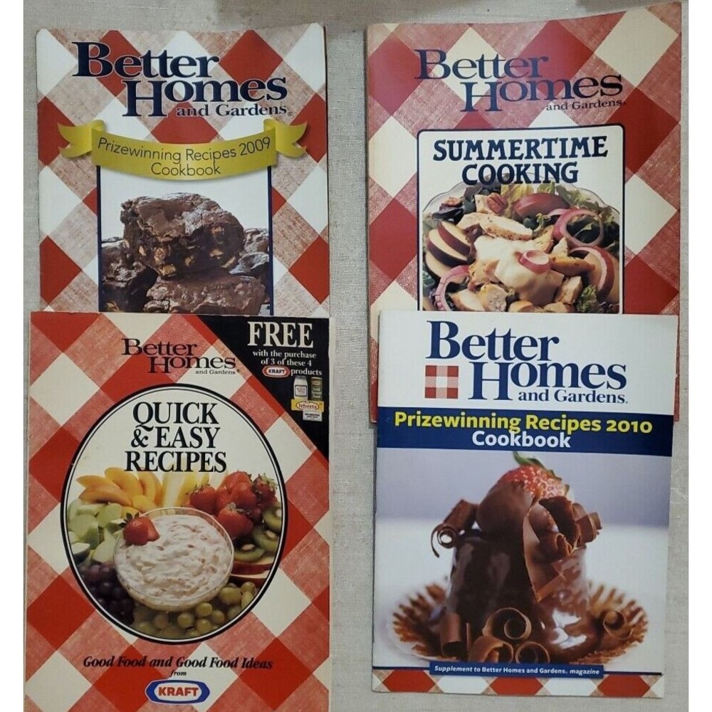 Lot of 4 Vintage Better Homes & Gardens Cookbooks (1988-2010)
